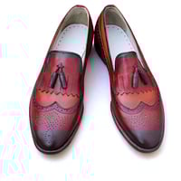 Crafted Leather Classic Brown Patina Leather Fringes Tassel Loafers Dress Shoes - Thumbnail 3