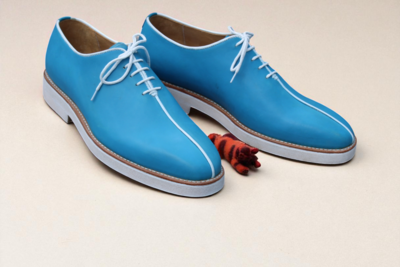 Crafted Leather Classic and Elegant Blue Leather Oxford Dress Shoes