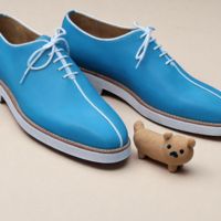 Crafted Leather Classic and Elegant Blue Leather Oxford Dress Shoes - Thumbnail 1