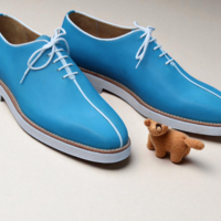 Crafted Leather Classic and Elegant Blue Leather Oxford Dress Shoes - Thumbnail 2