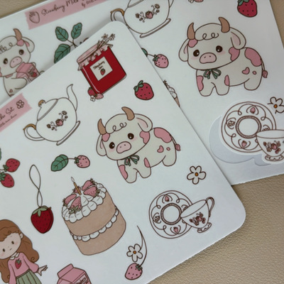 Strawberry milk sticker sheet