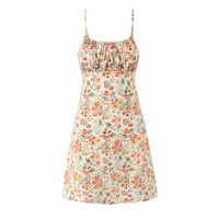 Retro holiday casual floral short A-line skirt suspenders skirt - Thumbnail 1