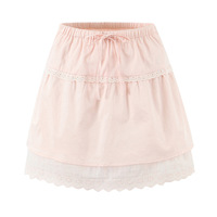 Retro patchwork cotton ruffle lace high waist slim elastic waist skirt - Thumbnail 2