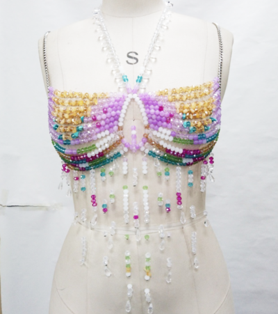 Pearl Tassel Body Chain Halter Neck Top