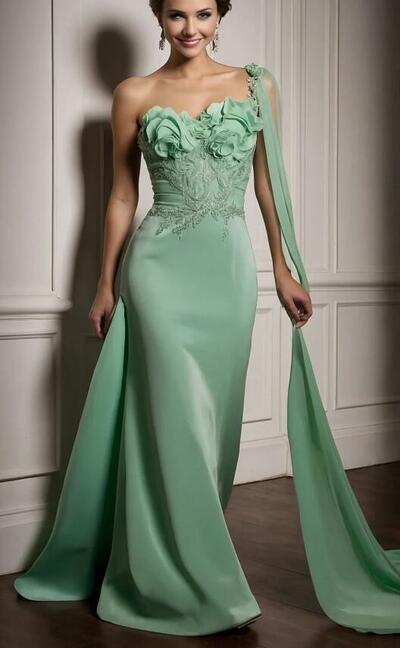 Simple Green Mermaid Satin Prom Dress Evening Formal Gown