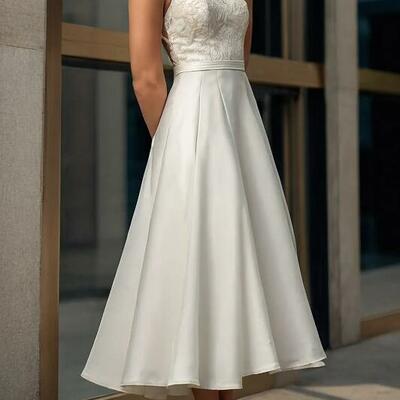 Simple a line lace prom dress evening formal gown - Thumbnail 1