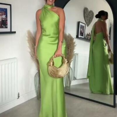 Elegant mermaid satin prom dress evening formal gown