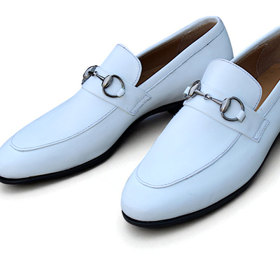 Crafted leather stunning men white leather moccasin loafers formal dress shoes - Thumbnail 3