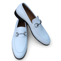 Crafted Leather Stunning Men White Leather Moccasin Loafers Formal Dress Shoes - Thumbnail 2