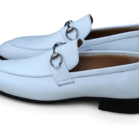 Crafted Leather Stunning Men White Leather Moccasin Loafers Formal Dress Shoes - Thumbnail 3