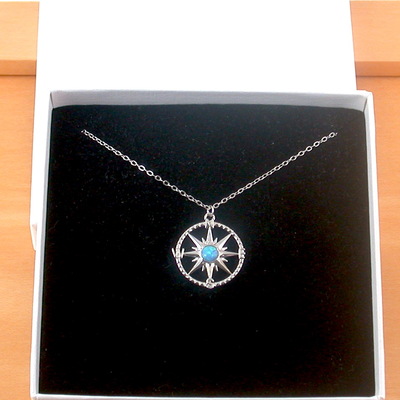 Boxed gift/sterling silver blue opal compass necklace/opal necklace/blue opal necklace/opal jewellery/opal jewelry/gemstone necklace/uk