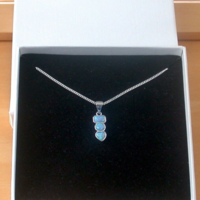 BOXED GIFT/Sterling Silver Blue Opal Rectangle Pendant & Chain/Blue Opal Necklace/Opal Necklace/Opal Jewellery/October Birthstone/UK - Thumbnail 7