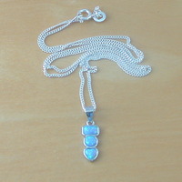 BOXED GIFT/Sterling Silver Blue Opal Rectangle Pendant & Chain/Blue Opal Necklace/Opal Necklace/Opal Jewellery/October Birthstone/UK - Thumbnail 2