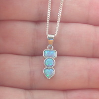 BOXED GIFT/Sterling Silver Blue Opal Rectangle Pendant & Chain/Blue Opal Necklace/Opal Necklace/Opal Jewellery/October Birthstone/UK - Thumbnail 3