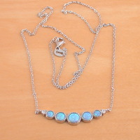 BOXED GIFT/Sterling Silver Blue Opal Necklace/Blue Opal Jewellery/Opal Jewelry/Gemstone Necklace/October Birthstone/Necklace/UK - Thumbnail 1