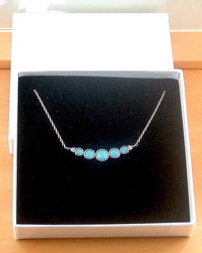 BOXED GIFT/Sterling Silver Blue Opal Necklace/Blue Opal Jewellery/Opal Jewelry/Gemstone Necklace/October Birthstone/Necklace/UK