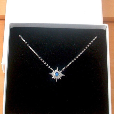Boxed gift/sterling silver blue opal & cz star necklace/star jeweller/star jewelry/opal necklace/opal jewellery/opal jewelry/uk