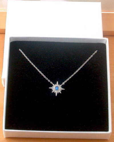 BOXED GIFT/Sterling Silver Blue Opal & Cz Star Necklace/Star Jeweller/Star Jewelry/Opal Necklace/Opal Jewellery/Opal Jewelry/UK