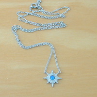 BOXED GIFT/Sterling Silver Blue Opal & Cz Star Necklace/Star Jeweller/Star Jewelry/Opal Necklace/Opal Jewellery/Opal Jewelry/UK - Thumbnail 2