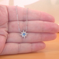BOXED GIFT/Sterling Silver Blue Opal & Cz Star Necklace/Star Jeweller/Star Jewelry/Opal Necklace/Opal Jewellery/Opal Jewelry/UK - Thumbnail 4
