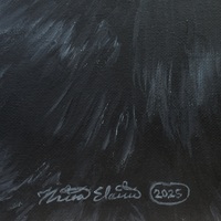 "Charismatic Cat," Black cat art, Original acrylic painting by N.E.Thompson, 9x12 inches - Thumbnail 2