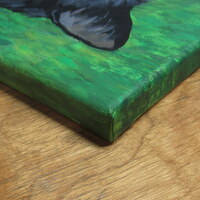 "Charismatic Cat," Black cat art, Original acrylic painting by N.E.Thompson, 9x12 inches - Thumbnail 7