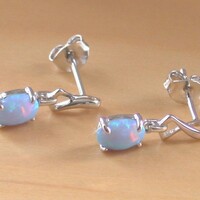 BOXED GIFT/925 Blue Opal Earrings/Sterling Silver Blue Opal Earrings/Opal Jewellery/Opal Jewelry/Opal Jewelery/Opal Stud Earrings/UK - Thumbnail 3
