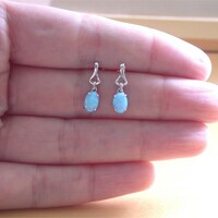BOXED GIFT/925 Blue Opal Earrings/Sterling Silver Blue Opal Earrings/Opal Jewellery/Opal Jewelry/Opal Jewelery/Opal Stud Earrings/UK - Thumbnail 4