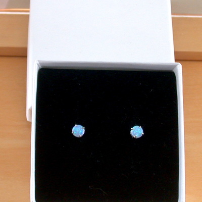 Boxed gift/blue opal stud earrings/opal earrings/opal jewelry/opal jewellery/opal jewelery/october birthstone/opal studs/opal stud earrings