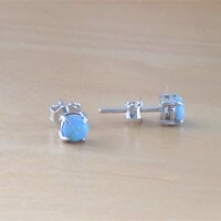 BOXED GIFT/Blue Opal Stud Earrings/Opal Earrings/Opal Jewelry/Opal Jewellery/Opal Jewelery/October Birthstone/Opal Studs/Opal Stud Earrings - Thumbnail 2