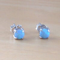 BOXED GIFT/Blue Opal Stud Earrings/Opal Earrings/Opal Jewelry/Opal Jewellery/Opal Jewelery/October Birthstone/Opal Studs/Opal Stud Earrings - Thumbnail 1
