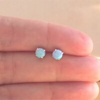BOXED GIFT/Blue Opal Stud Earrings/Opal Earrings/Opal Jewelry/Opal Jewellery/Opal Jewelery/October Birthstone/Opal Studs/Opal Stud Earrings - Thumbnail 3