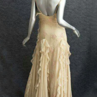 Spaghetti Straps Light Yellow Ruffle Embroidery Party Dress - Thumbnail 1