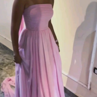 Strapless A-Line Pink Long Party Dresses - Thumbnail 1