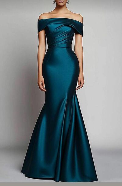 Elegant Emerald Green Mermaid Satin Mother Of The Bride/ Groom Dresses Formal Evening Dress