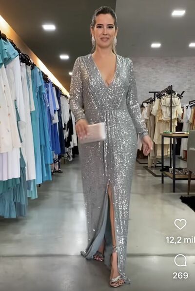 Elegant Silver Plus Size Sequins Mother Of The Bride/ Groom Dresses Formal Evening Dress