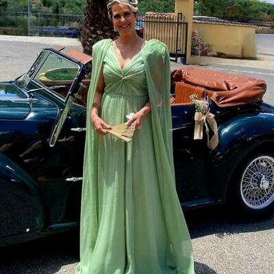 Elegant green plus size mother of the bride/ groom dresses formal evening dress
