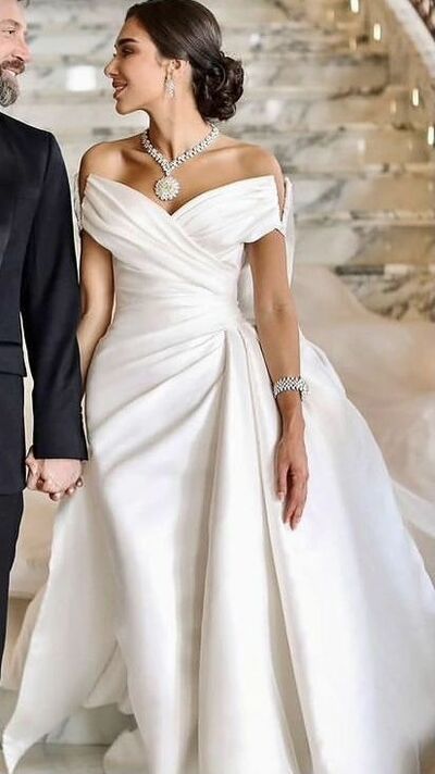 Elegant Wedding Dress, Memraid Satin Bridal Dress Bridal Gown