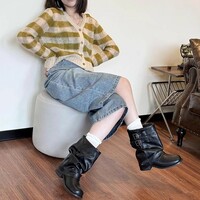 Thick-soled fashionable short boots - Thumbnail 1