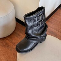 Thick-soled fashionable short boots - Thumbnail 3