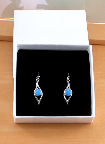 BOXED GIFT/Sterling Silver Blue Opal Drop Earrings/Opal Jeweller/Blue Opal Earrings/Opal Jewellery/Opal Jewelry/October Birthstone/UK