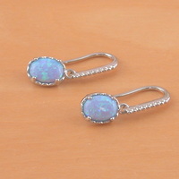 BOXED GIFT/Sterling Silver Blue Opal Earrings/Opal Earrings/Opal Drop Earrings/Opal Jewellery/Opal Jewelry/UK - Thumbnail 1