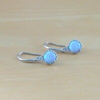 BOXED GIFT/Sterling Silver Blue Opal Earrings/Blue Opal Drop Earrings/Opal Jewellery/Opal Jewelry/Opal Earrings/UK - Thumbnail 1