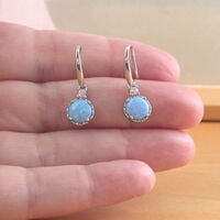 BOXED GIFT/Sterling Silver Blue Opal Earrings/Blue Opal Drop Earrings/Opal Jewellery/Opal Jewelry/Opal Earrings/UK - Thumbnail 2