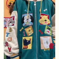 Cartoon Stitching Hoodie Jacket - Thumbnail 5