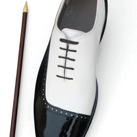 Crafted Leather Stunning Men Black Patent White Leather Dress Shoes - Thumbnail 3