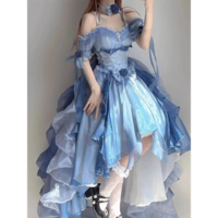 Blue Kawaii Sweet Puffy Party Princess Dress - Thumbnail 7