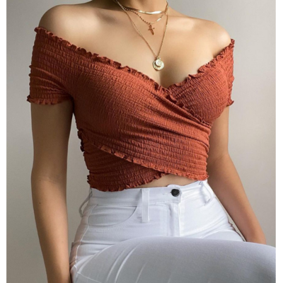 Fashion One Shoulder Short Sleeve Top