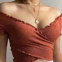 Fashion One Shoulder Short Sleeve Top - Thumbnail 2