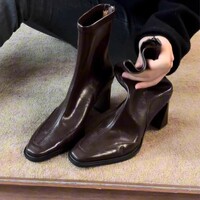 French retro slim boots ankle boots women's stretch boots 2 colors - Thumbnail 1